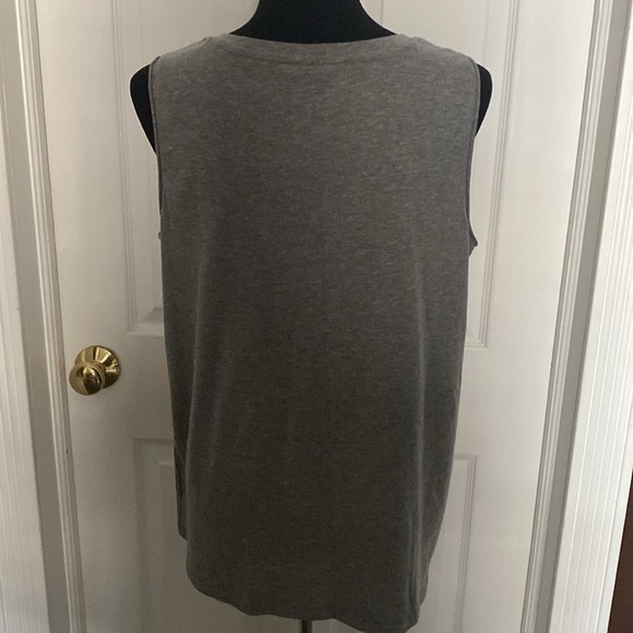 Sonoma Heather Gray Sleeveless Shirt Tank Top Blue Palm Trees Colored Stripes L - Picture 5 of 6